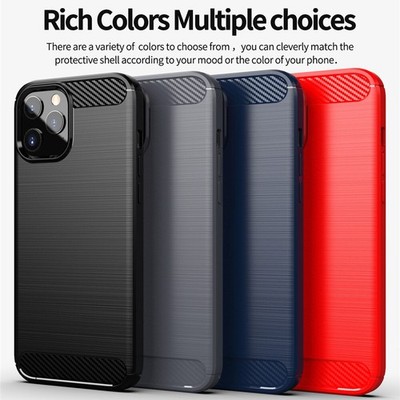 Shockproof Carbon Fiber Case Rubber Cover For iPhone 17 Pro 16 Plus 15 Pro Max