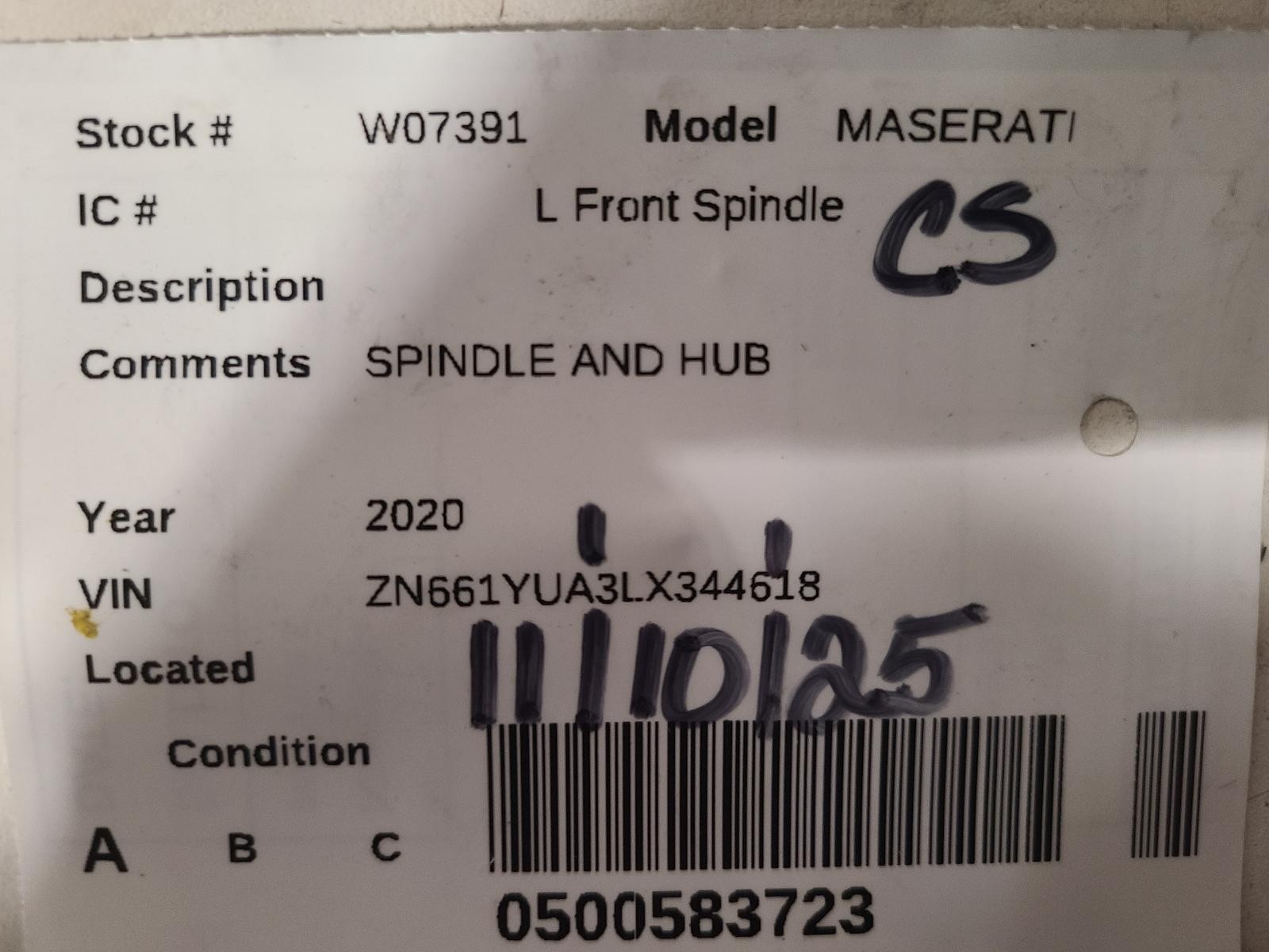 Used Steering Knuckle fits: 2020 Maserati LEVANTE  Grade A