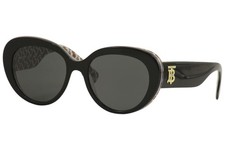 Burberry Women's BE4298 BE/4298 3822/87 Black Fashion Cat Eye Sunglasses 54mm