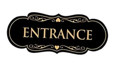  Designer Entrance Sign () - Large Large (3-1/2" x 9") Black Gold