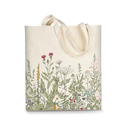 Canvas Tote Bag for Women, Aesthetic Cute Grocery Grocery Reusable Cotton - Picture 2 of 7