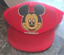 Vintage Disney MICKEY MOUSE Kids Hat Red Trucker Snapback Mesh Just4Kids