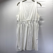 Lands End Women's Dress Size Medium Solid White Deep V Neck Sleeveless Cotton