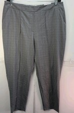 Nine West Women's Light Gray Checked Crop Relaxed Mid Rise Dress Pants Size XL