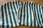 LL BEAN GREEN WHITE STRIPED PILLOW COVERS OUTDOOR Set of 2 20x18" Acrylic Weave
