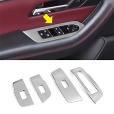 Silver Metal Inner Door Switch Bezel Panel Trim Cover For 2025 2026 Mazda CX-70