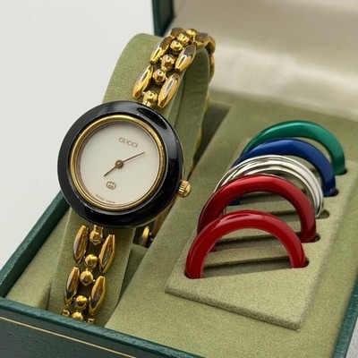 GUCCI 1100-L 11/12.2 Change Bezel Watch w/ Box 6 Bezels (Silver) - Working8