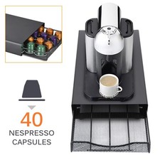 Metal Coffee Pod Holder Storage Drawer for Nespresso Pods 40 Capsules Organizer