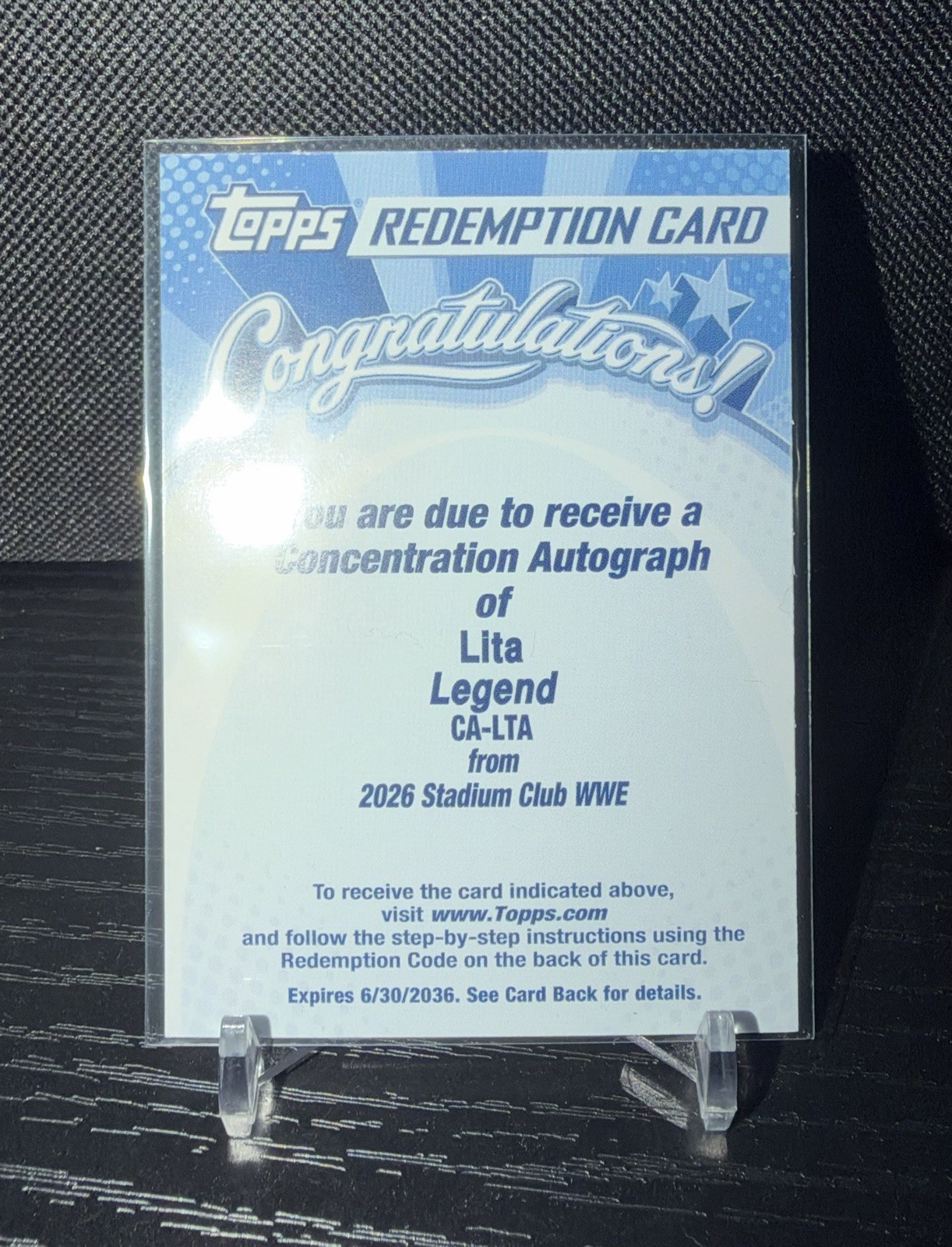 2026 Topps Stadium Club WWE LITA Legend CONCENTRATION On Card AUTOGRAPH AUTO SP