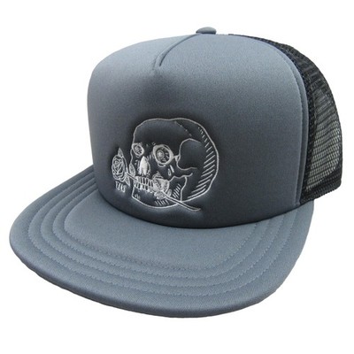 Vans Off The Wall Black Grey Skull Trucker Hat Snapback OS NEW VN000KSQ107