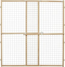 Pet Safety Gate, Expands 29-50" Wide, 44" Tall, Wood  Powder Coated Wire