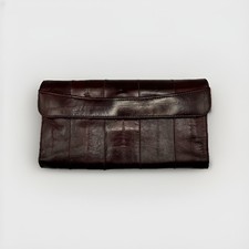 Vintage Eel Skin Burgundy Oxblood Red Wallet Snap Closure Deer Skin Trading Post
