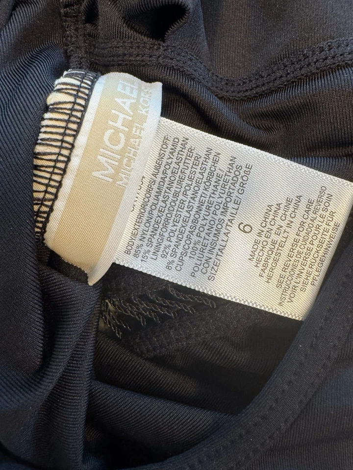 NUEVO TRAJE DE BAÑO MICHAEL KORS NEGRO ILUSIÓN CELOSÍA CUELLO EN V UNA PIEZA TALLA 6 Foto 4 de 4