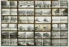 24 Photos Plaque Stéréoscopique verre 6x13 cm ITALIE Venise Stresa Padoue1932-34