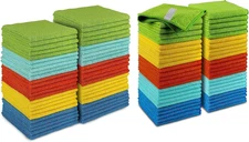 AIDEA Microfiber Cleaning Cloths, 50Pk, 12x12 Lint Free Absorbent Wash Towels