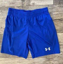 Youth Boys Athletic Royal Blue Shorts Size Small Under Armour HeatGear
