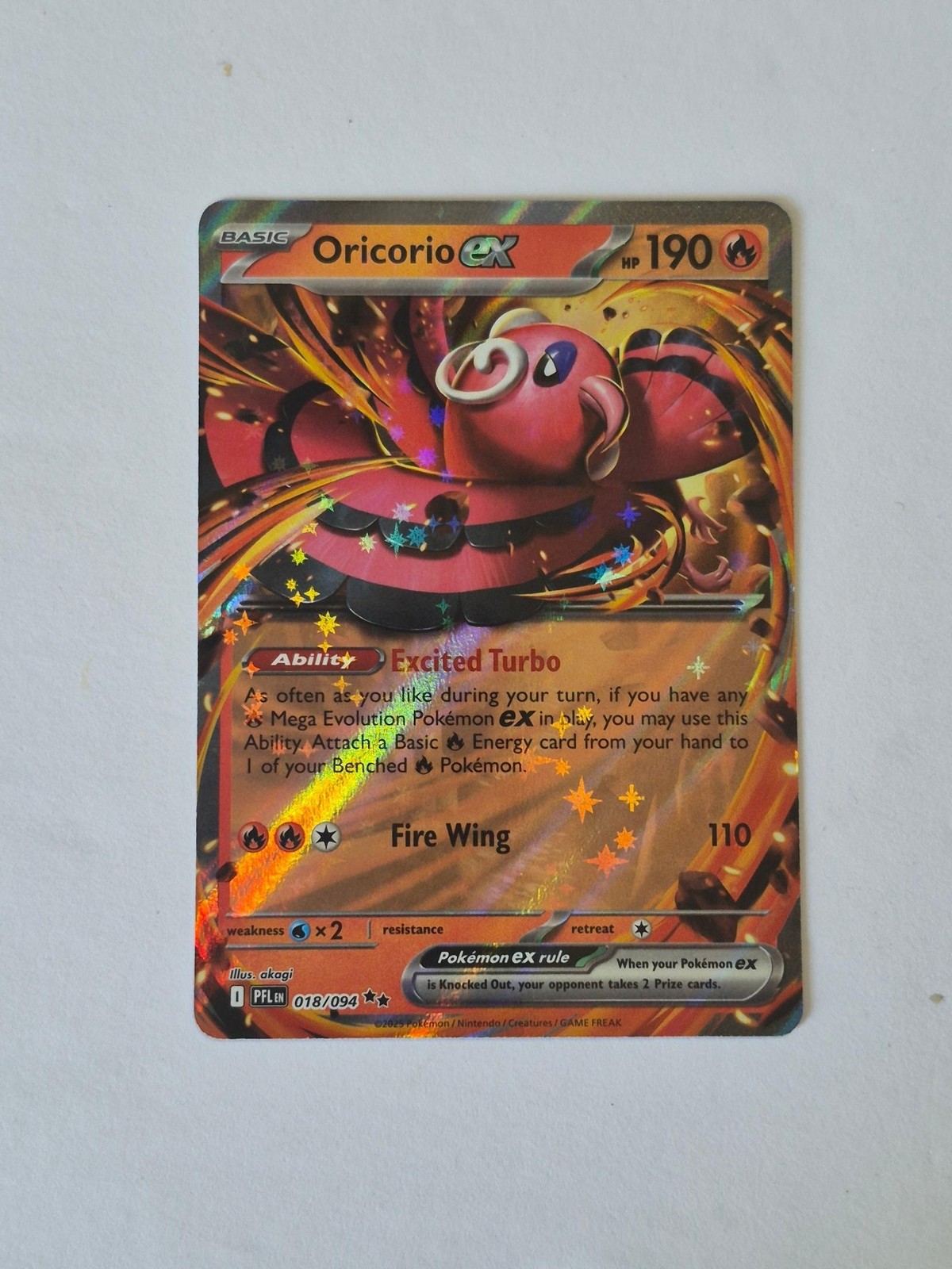 Oricorio ex 018/094 Double Rare Phantasmal Flames Pokemon Holo Near Mint