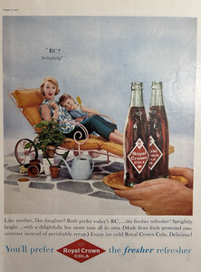 1959 Royal Crown Cola Soda Fresher Drink Prefer Mother Daughter VTG Print Ad