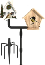 105 Inch Smart Bird Feeder Pole for 2 Birdhouse with Reinforced 5-Prong Base, Ad