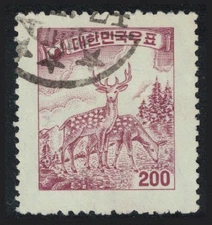 Sika Deer 200h. Korea Rep. 1956 Canc SG#243