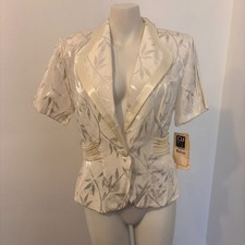 New Vintage DJ & Co by Dawn Joy size 8 Made in USA White Floral Bridal Jacket