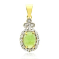 Cavill SilberanhäNger Oval Chrysopras 0,57Ct WeißE Topase Vergoldet