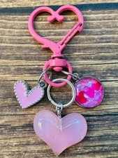 Valentine Heart Pink Love Swivel Key Chain Backpack Tag Purse Charms RTS