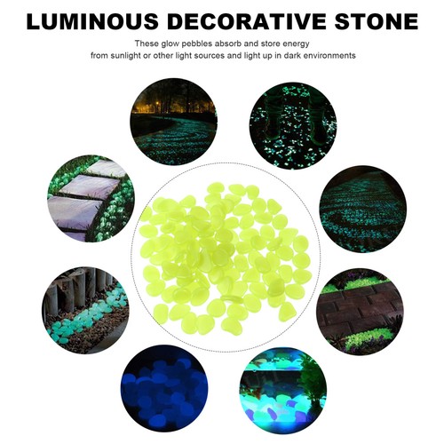 100 Pcs Yellow Glow Resin Stones Luminous Aquarium Fish Tank Pebbles Rocks - Afbeelding 12 van 12