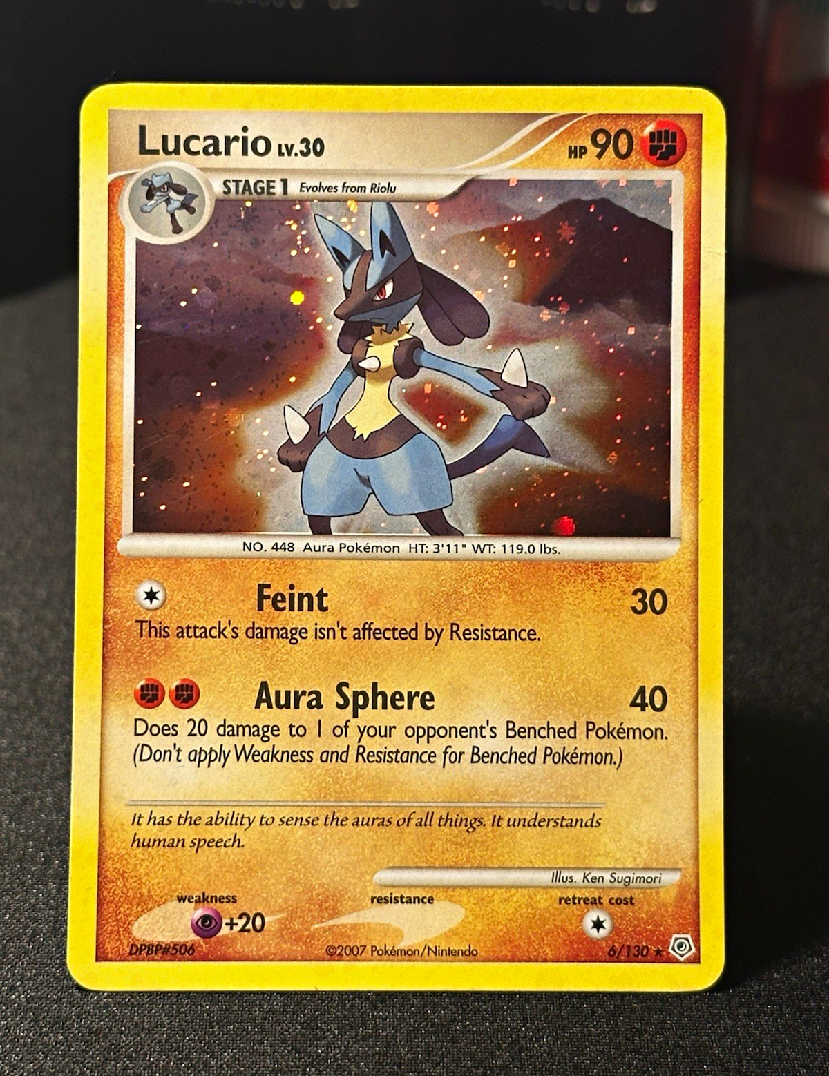 2007 Pokemon Lucario Holo Rare Diamond & Pearl 6/130 LP SWIRL