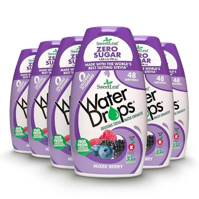 SweetLeaf Water Drops, Mixed Berry   Sugar-Free 1.62 Fl Oz (Pack of 6) 