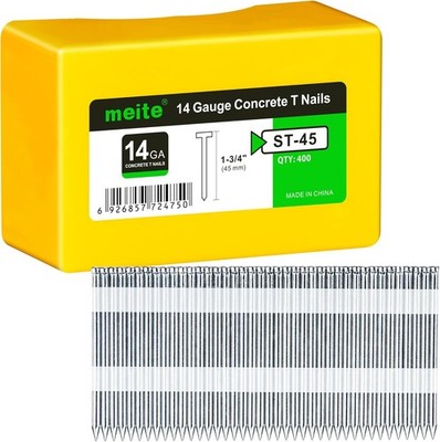 meite Concrete Nails 14 Gauge Galvanized T-Nails for Pneumatic or Electric Gun