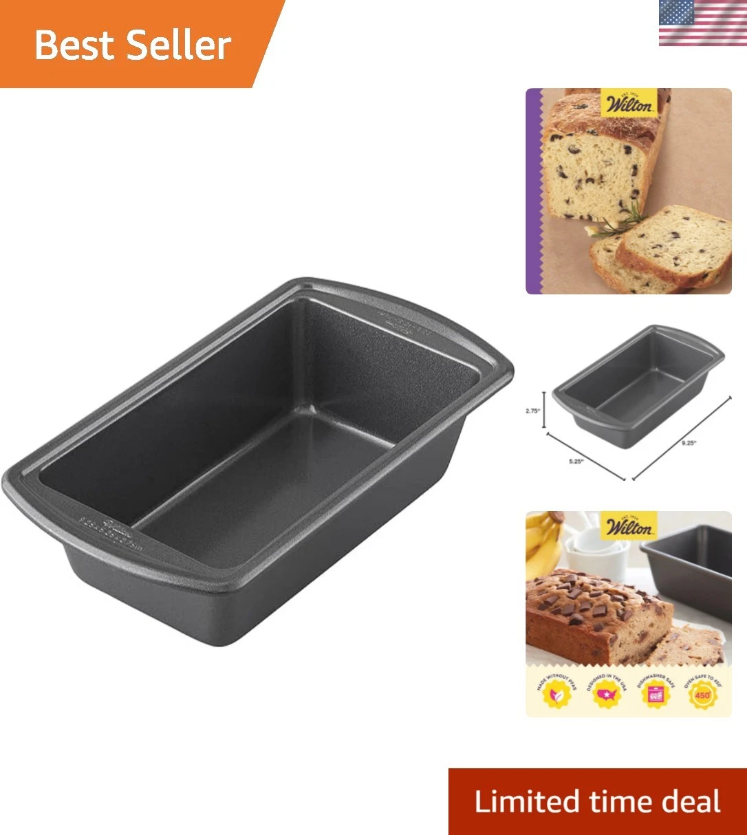 9x5 Non-Stick Loaf Pan - Scratch Resistant, Heat Resistant Bakeware