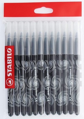 STABILO Filzstift Permanentmarker 12er Pack schwarz 2 mm Strichstärke L-Spitze