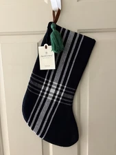 Hearth And Hand Black Plaid w/ Green Tassel Stocking - NEW