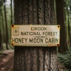 Vintage US Forest Service Porcelain Sign Honey Moon Smokey National Park Gas Oil