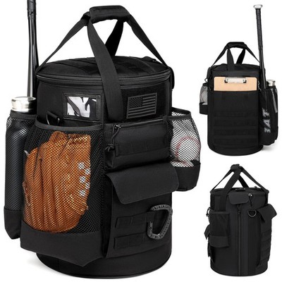 SunForMorning Baseball Bucket Bag Coaching 17.3 X 12.2 inches, Black