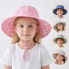 3-12M, 1-3Y, 3-8Y Boys and Girls Printed Baby Sun Hat, Unisex Fisherman Hat, Pur