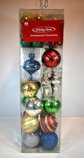 "HOLIDAY HOME" NEW, Multi-Color, Various Shaped ,Shatterproof Ornaments 60 Count