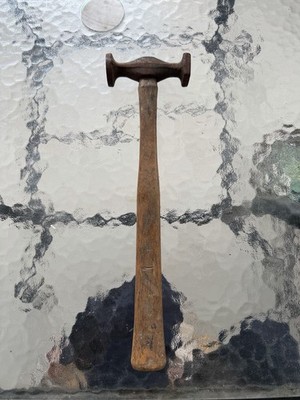 Vintage Auto Body Hammer, Wood Handle. Metal is rusted wood is chipped
