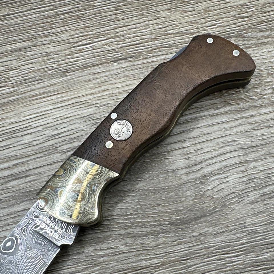Navaja de bolsillo plegable vintage Boker Damast Alemania Damasco 3" con bloqueo Foto 4 de 4