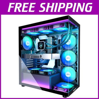 Gaming Computer Case with 7 Pre-Installed ARGB Fans, Type-C//