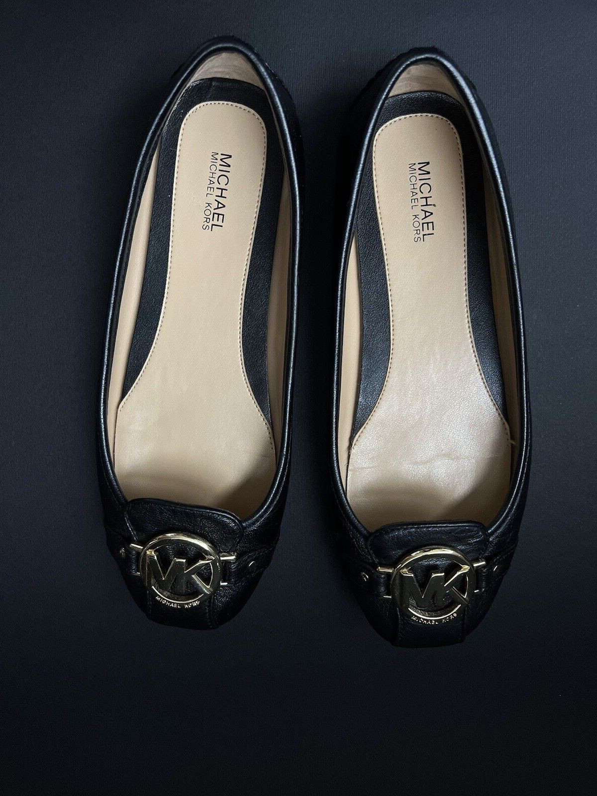 Michael Kors Women's Black Leather Ballet Flats Size 7.5M / EU 38 Slip-On thumbnail 3