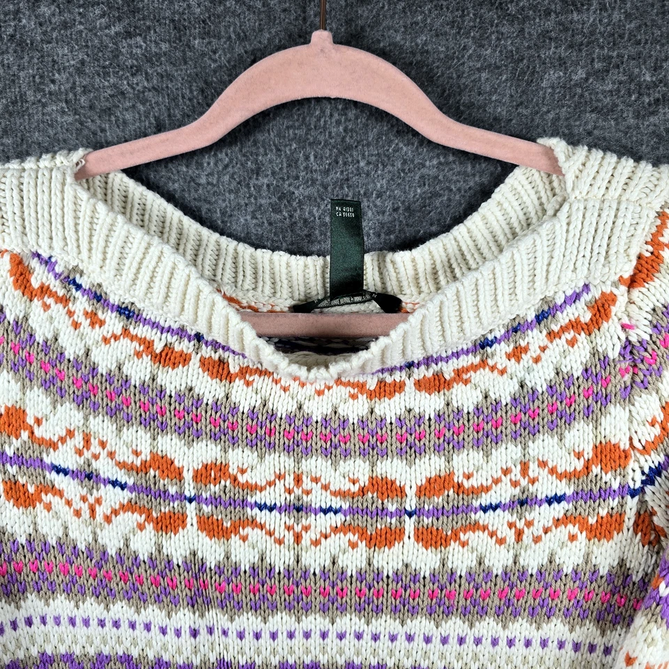 Suéter Pullover Lauren Ralph Lauren Mujer M Fair Isle Lana Naranja Brillante Púrpura Foto 3 de 4