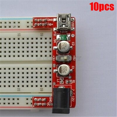 10Pcs MB102 Breadboard Usb Power Supply Arduino Solderless Mini Module 3.3V 5 um