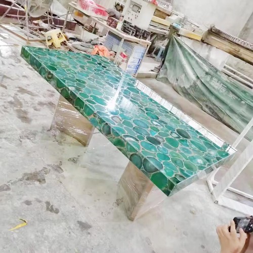 Green Agate Stones Countertop, Agate Natural Stones Coffee Tabletop, Agate table - Picture 3 of 9