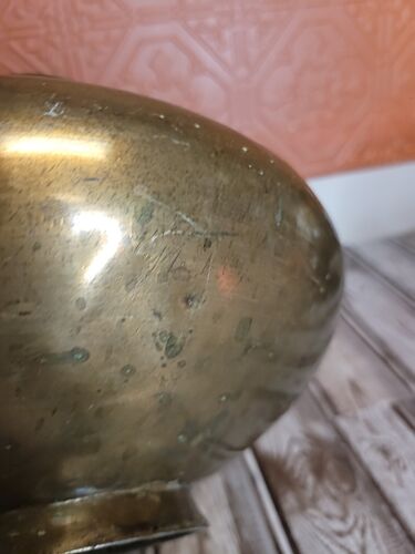 Chinese Bronze Vase Mystical Animals Birds Dogs Bowl Jardiniere Brass Bulbous - Picture 15 of 24