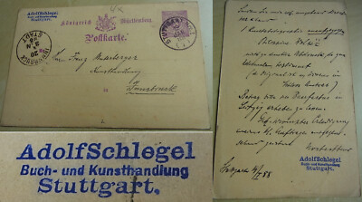 PK STUTTGART 1888: Kunsthandlung A. SCHLEGEL bestellt Foto von Philippine Welser