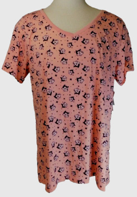 LuLaRoe Christy T Womens XXXL 3XL Pink Felix The Cat V Neck Shirt Top Blouse NWT