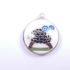 Silver Ram Pendant Enamelled 925 sterling silver 