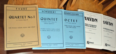 Sheet Music: Chamber Music by Mendelssohn Octet, Schubert Quintet, Faure, Haydn.